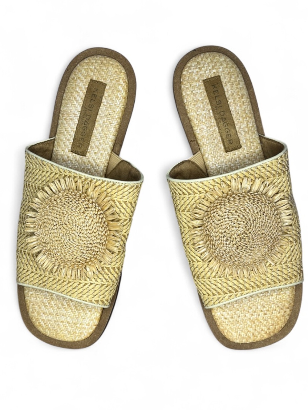 Kelsi Dagger Brooklyn Bloom Woven Sun Raffia Slide Sandals Women’s Size 9.5 Shoe